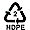 PE (02) - polyethylen - High Density (HDPE): Et af de mest udbredte plastmaterialer. Bruges f.eks til produkter til personlig pleje og flasker.